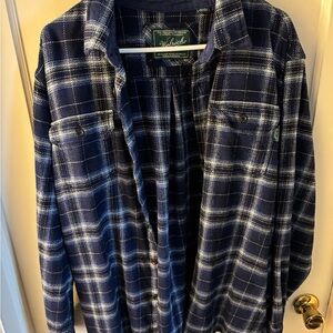 Woolrich Men's Navy and White Checkered Shirt